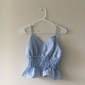 Blue and White Tank Top Blouse